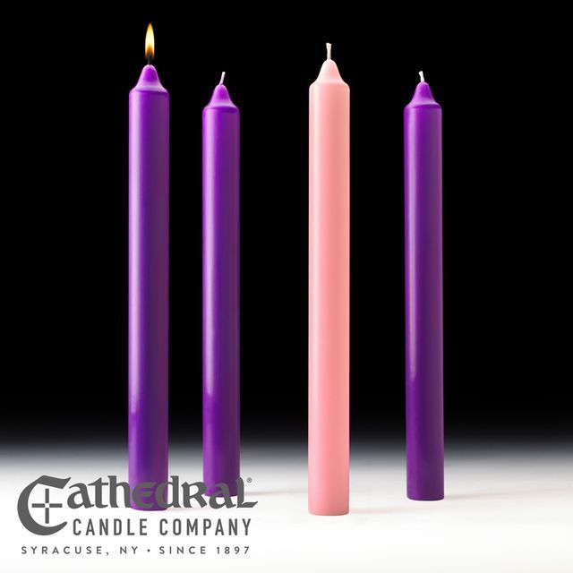 Church Advent Candle Set- Stearine, 1.5&quot; x 16&quot;