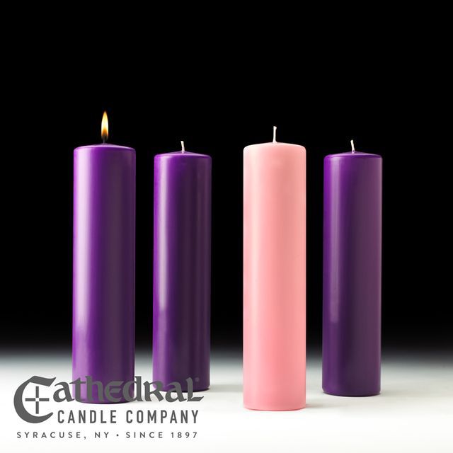 Church Advent Candle Set- Stearine Pillar, 3&quot; x 12&quot;