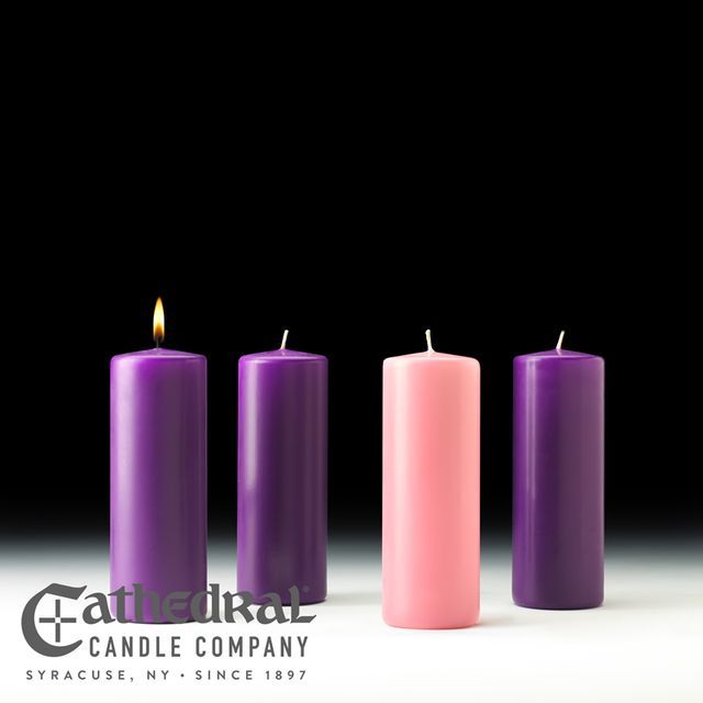 Church Advent Candle Set- Stearine Pillar, 3&quot; x 8&quot;