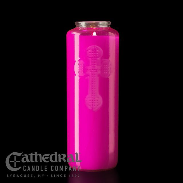 6-Day Glass Rose Offering Candles, Case of 12