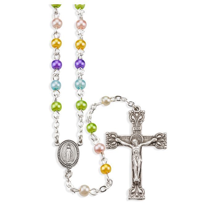 Multicolored Pearlized Bead Rosary