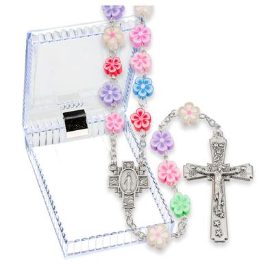8mm Floral Multicolored Rosary