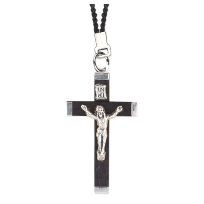 Wood Crucifix on a Black Cord
