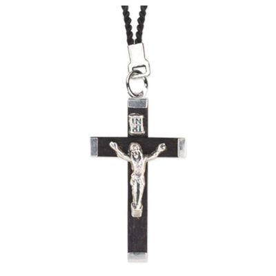 Wood Crucifix on a Black Cord