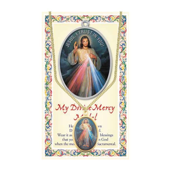 Divine Mercy Enamel Medal and Chain