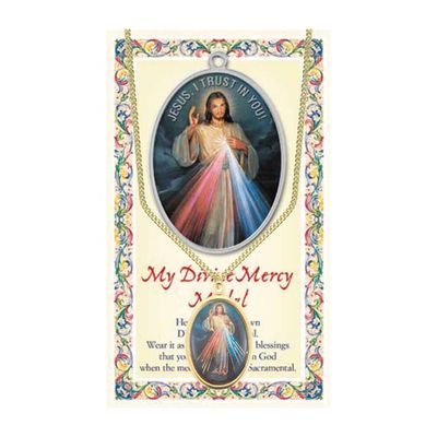 Divine Mercy Enamel Medal and Chain