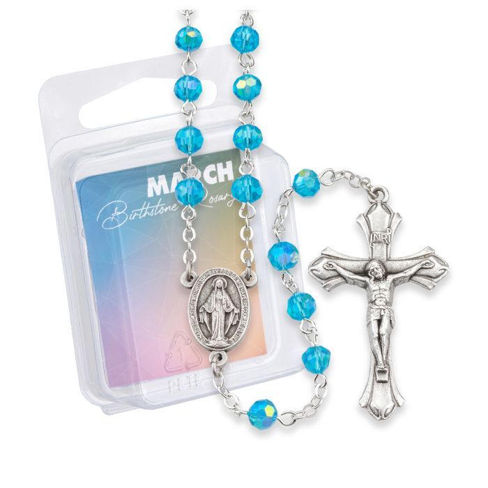 March Birthstone Rosary 6mm