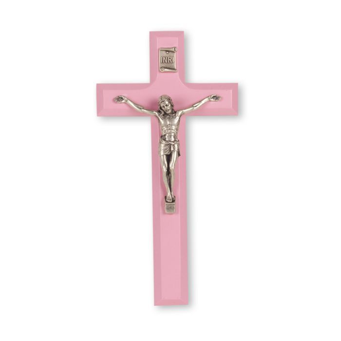 7&quot; Pink Wood Crucifix