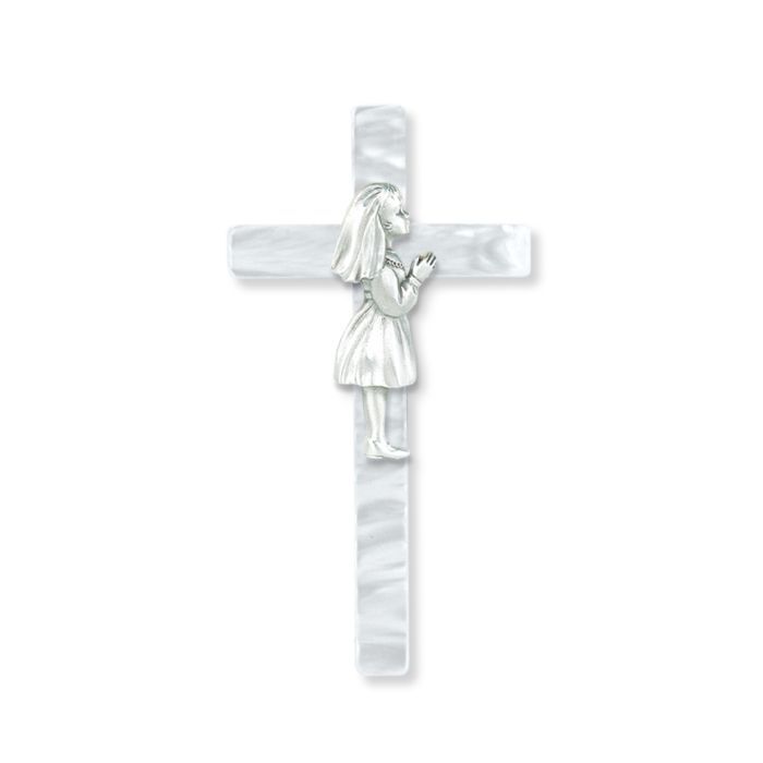 7&quot; Pearlized Communion Cross Girl