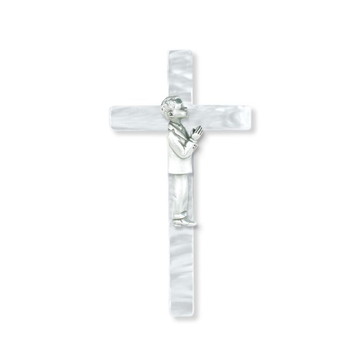 7&quot; Pearlized Communion Cross Boy