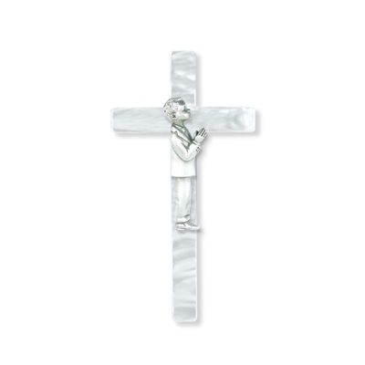 7&quot; Pearlized Communion Cross Boy