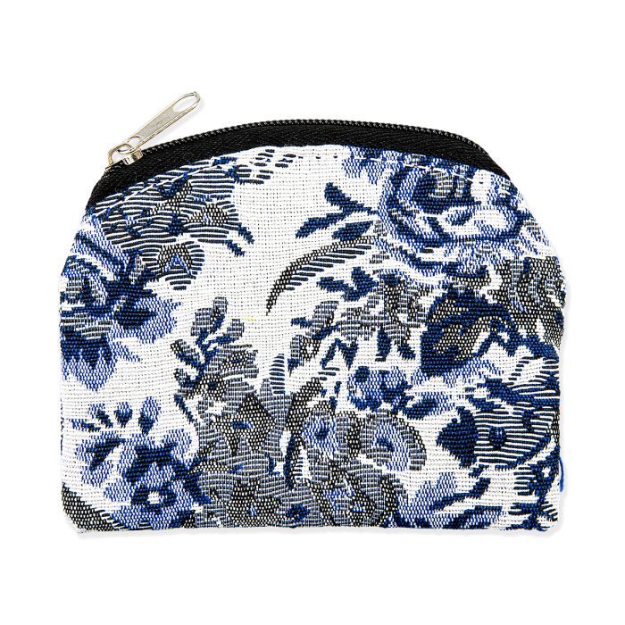 White and Blue Flower Rosary Case