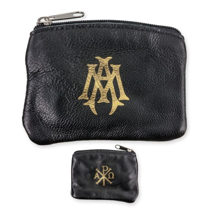 Black Sheepskin Rosary Pouch