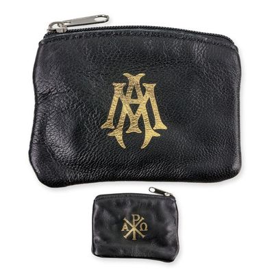 Black Sheepskin Rosary Pouch