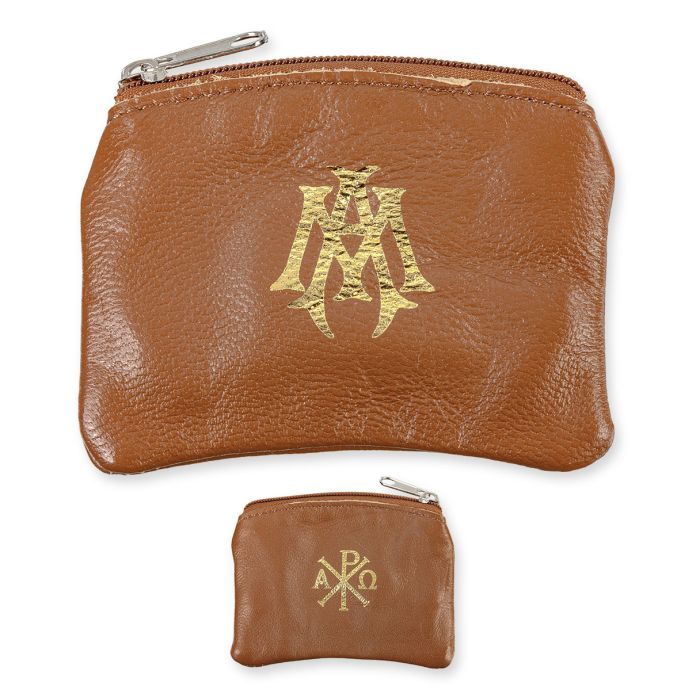 Brown Sheepskin Rosary Pouch