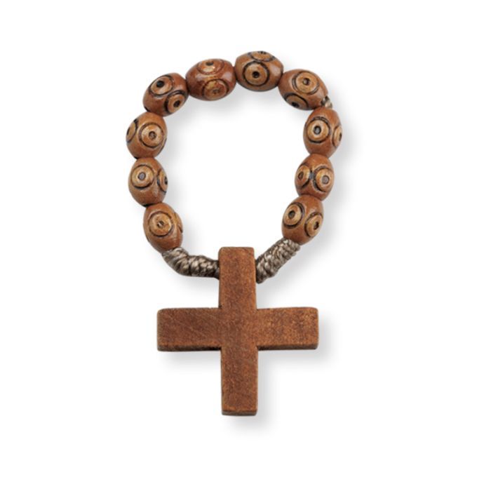Light Brown Wood Rosary Ring