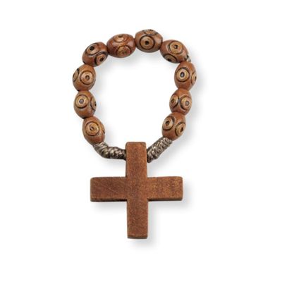 Light Brown Wood Rosary Ring