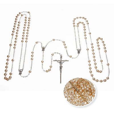 8mm Imitation Pearl Wedding Rosary Silver