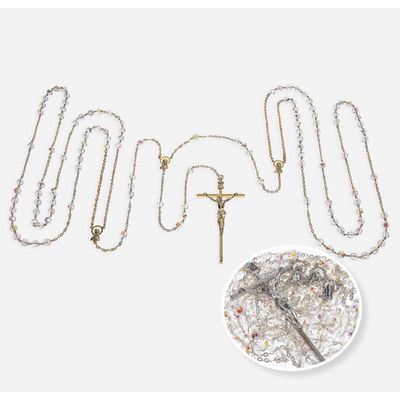 8mm Crystal Glass Bead Wedding Rosary Silver