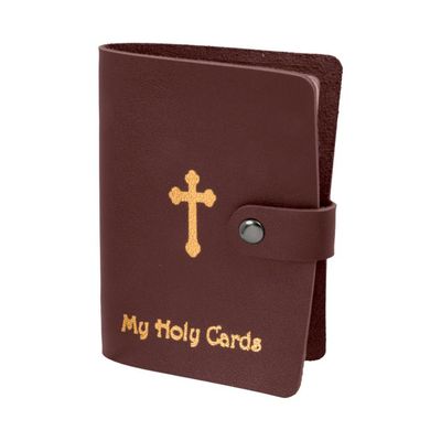 Maroon Leatherette Prayer Card Holder