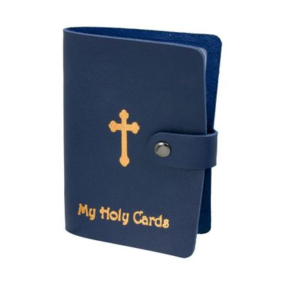 Blue Leatherette Prayer Card Holder