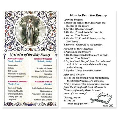 Mysteries of the Holy Rosary Card