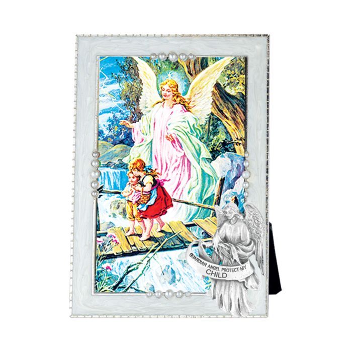 Guardian Angel White Pearlized Photo Frame