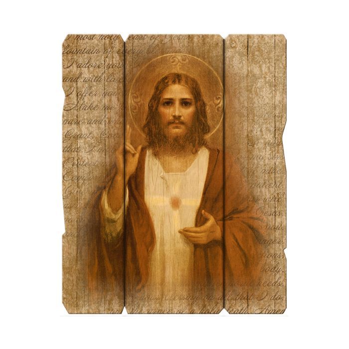 Sacred Heart of Jesus Wooden Plaque
