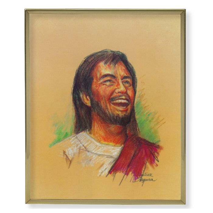 Laughing Jesus Gold Frame