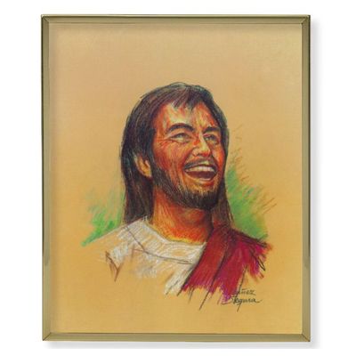 Laughing Jesus Gold Frame