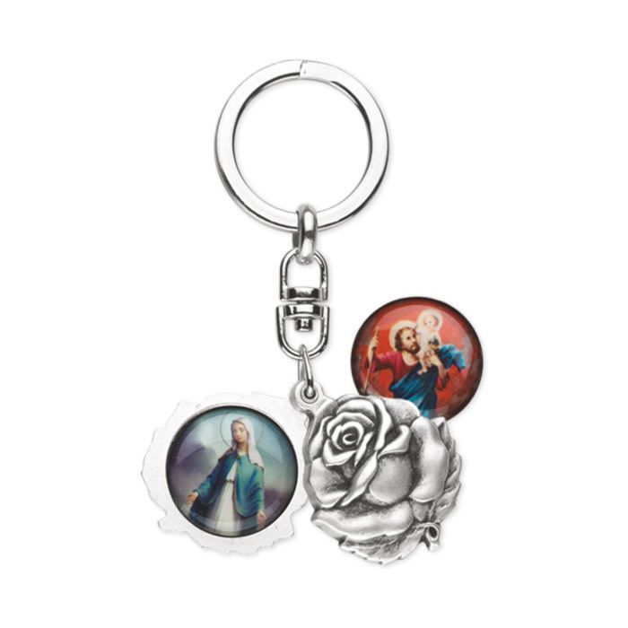 Saint Christopher and Our Lady of the Highway Keychain
