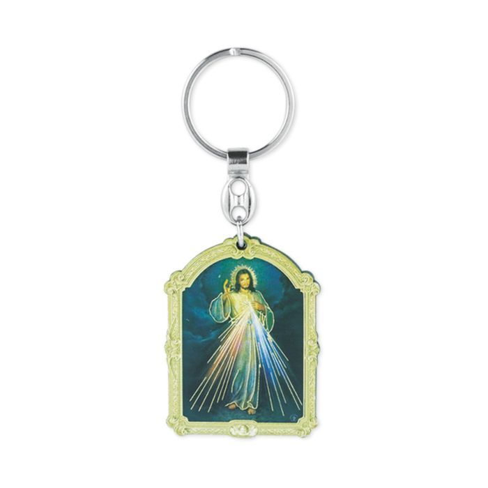 Wooden Divine Mercy Keychain