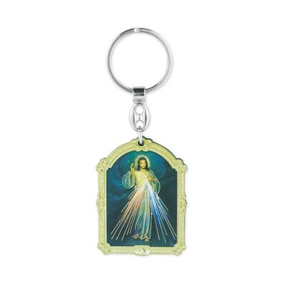 Wooden Divine Mercy Keychain