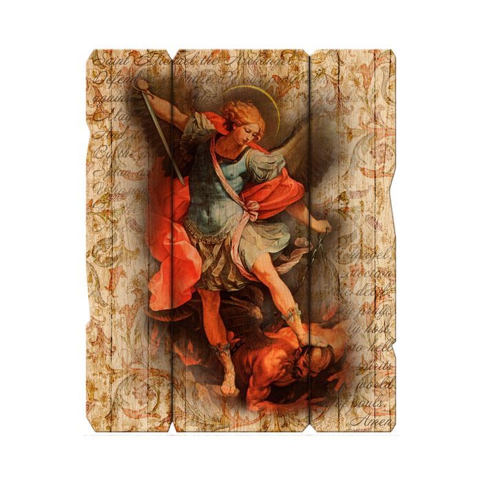 St. Michael Wooden Plaque