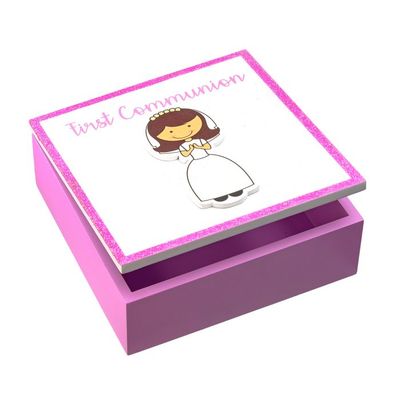 Girls First Communion Wooden Keepsake Box