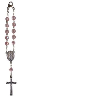 October/Rose Zircon Birthstone Car Charm Rosary