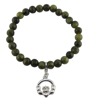 Connemara Marble Claddagh Charm Bracelet