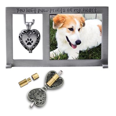 Paw Prints Frame With Ashes Locket