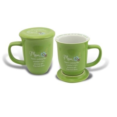 Mug and Coaster Mom Green Floral