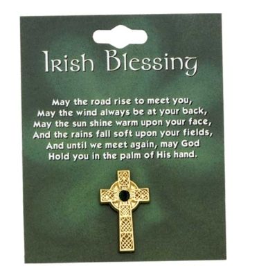 Irish Cross Pin with Green Stone
