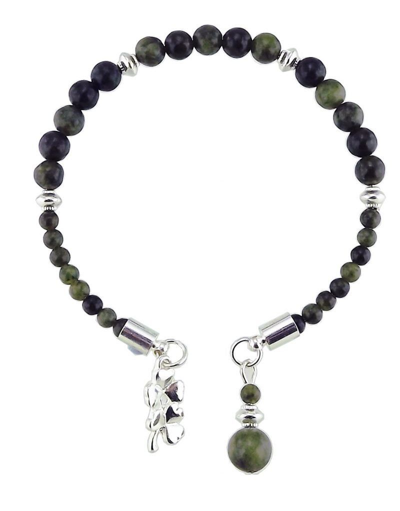 Connemara Marble Double Shamrock Charm Horseshoe Style Bracelet