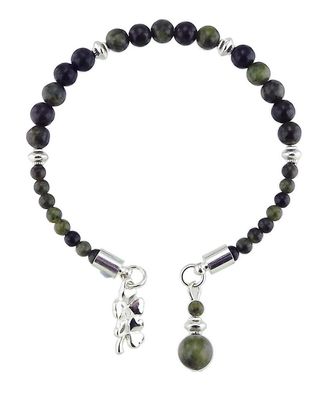 Connemara Marble Double Shamrock Charm Horseshoe Style Bracelet