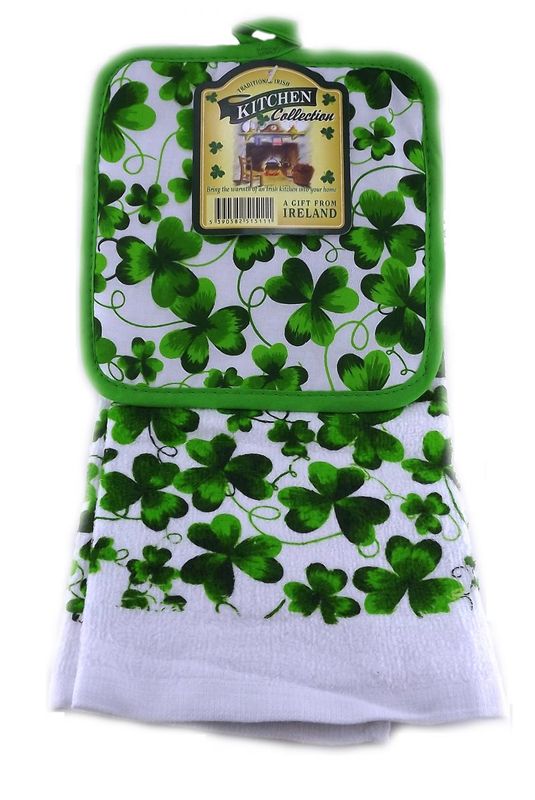 Shamrock Style Tea Towel and Pot Holder