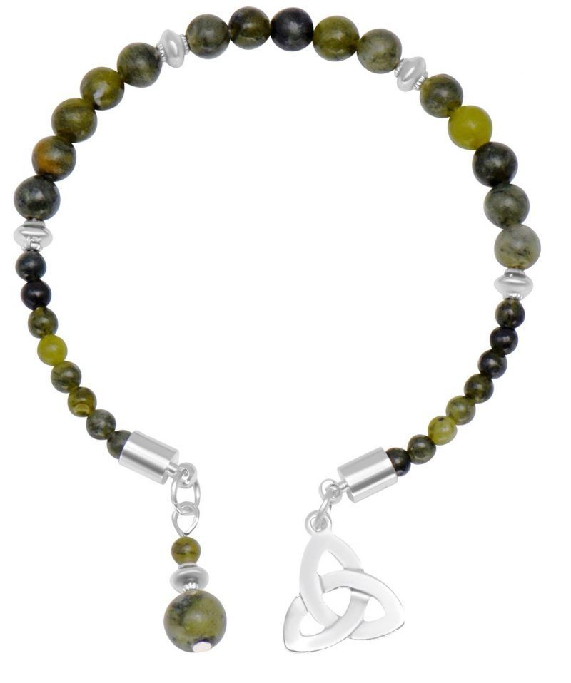 Connemara Marble Trinity Knot Charm Horseshoe Style Bracelet