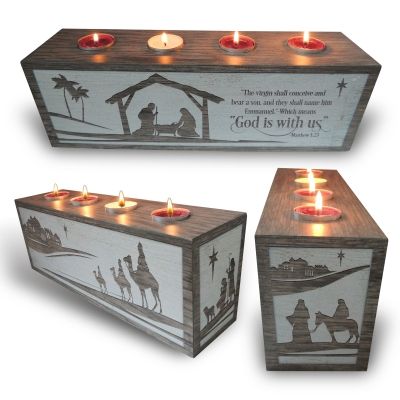 God is With Us Advent Block Tea Lights