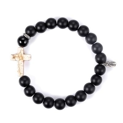 Mens Black Cross Bracelet
