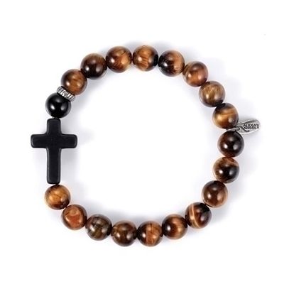 Mens Tiger Eye Cross Bracelet