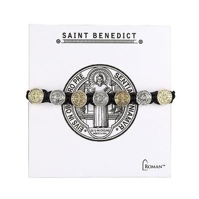 Adult St. Benedict Gold and Silver Woven Bracelet