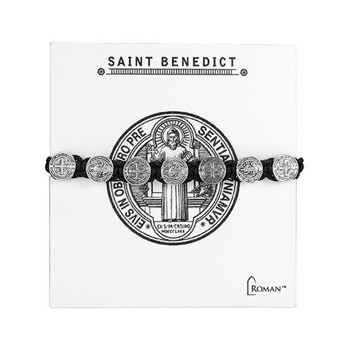 Adult St. Benedict Silver Woven Bracelet