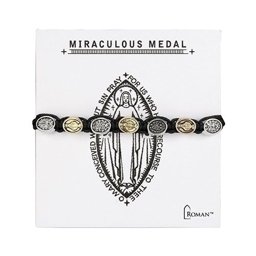 Adult Miraculous Medal Gold and Silver Woven Bracelet